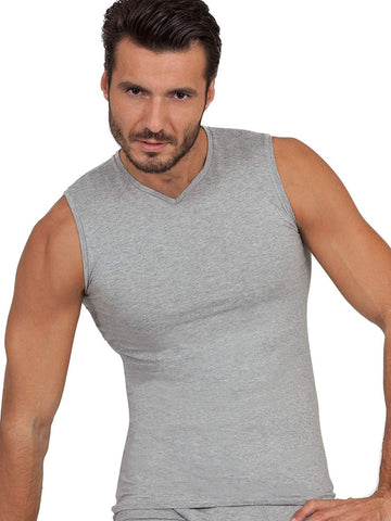 BASIC COTTON Free Spirit Premium Quality 100% Cotton Men's V - Neck Sleeveless T-Shirt Made in Italy