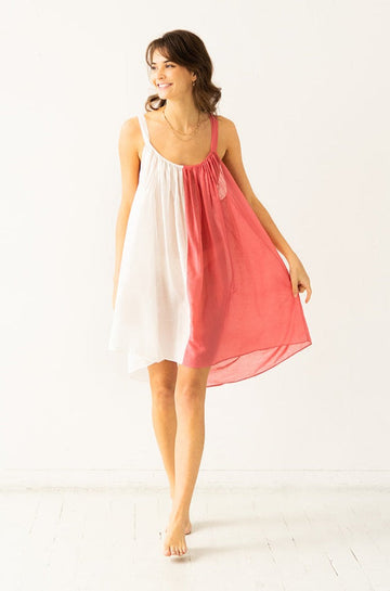 Sheer Tie Strap Babydoll – Silk-Cotton BlendFabric: 70% Cotton, 30% Silk Detail: Adjustable tie straps Care: Hand wash cold, lay flat or hang to dry Origin: Ethically made in Colombia
