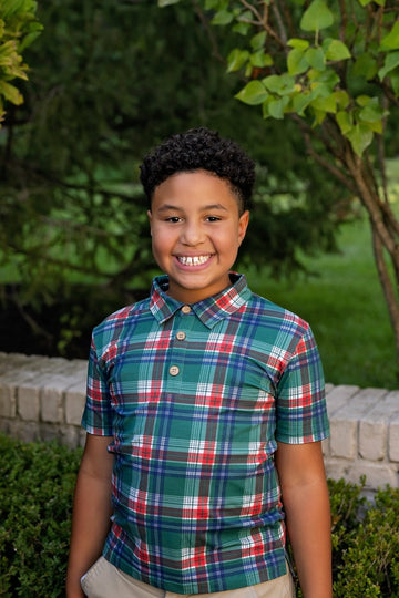 Festive Plaid Boys Polo
