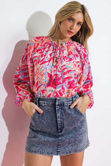PINK MEADOW WOVEN TOP