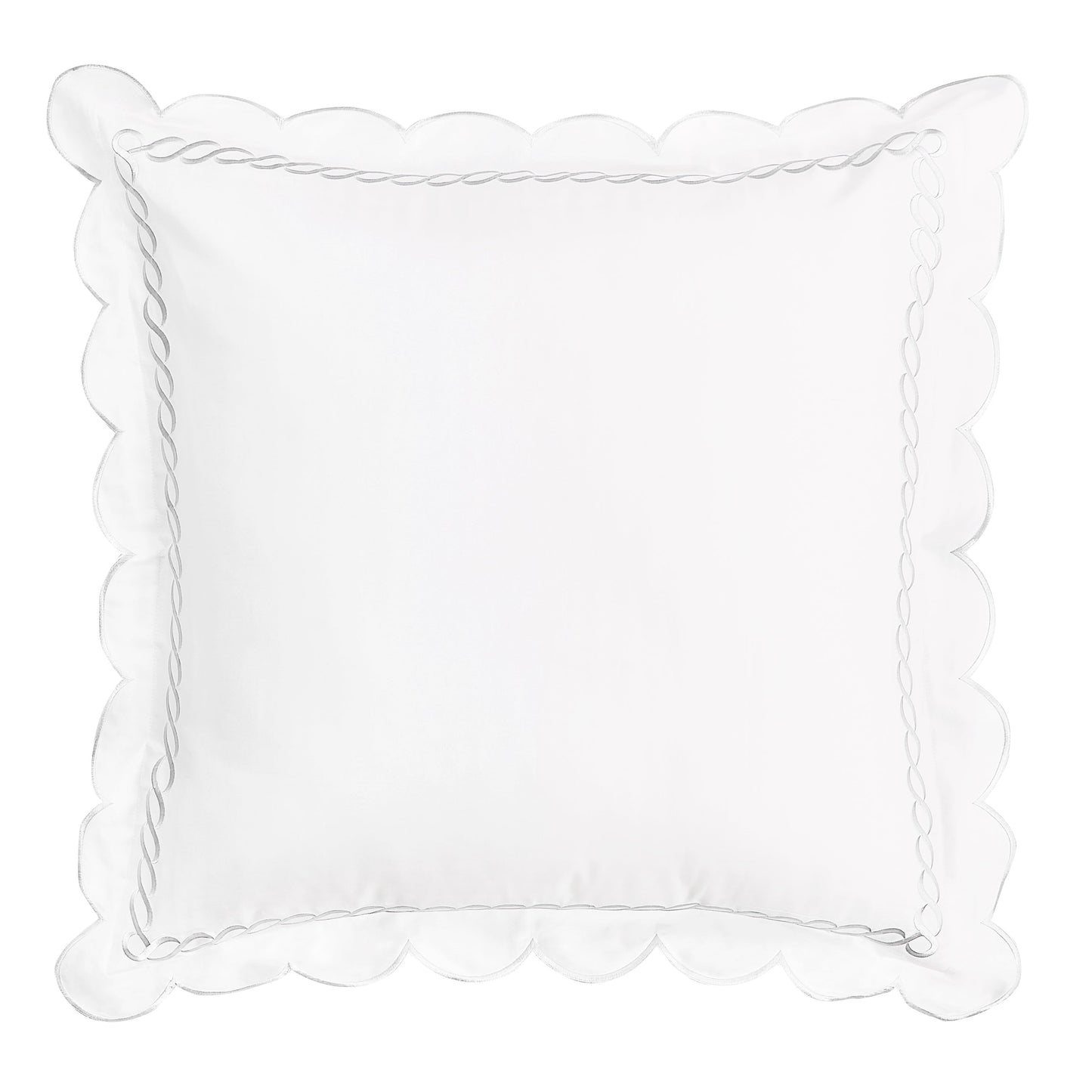 600 Thread Count Scallop Rope Embroidered Cotton Euro Sham Pair