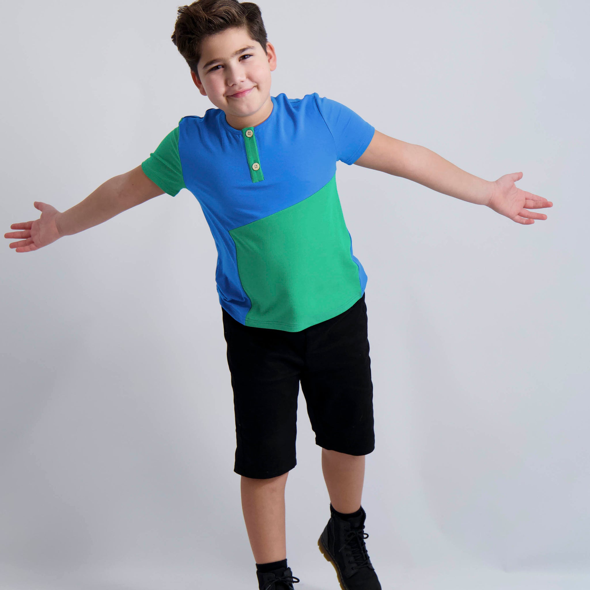 Cobalt and Emerald Contrast Tee