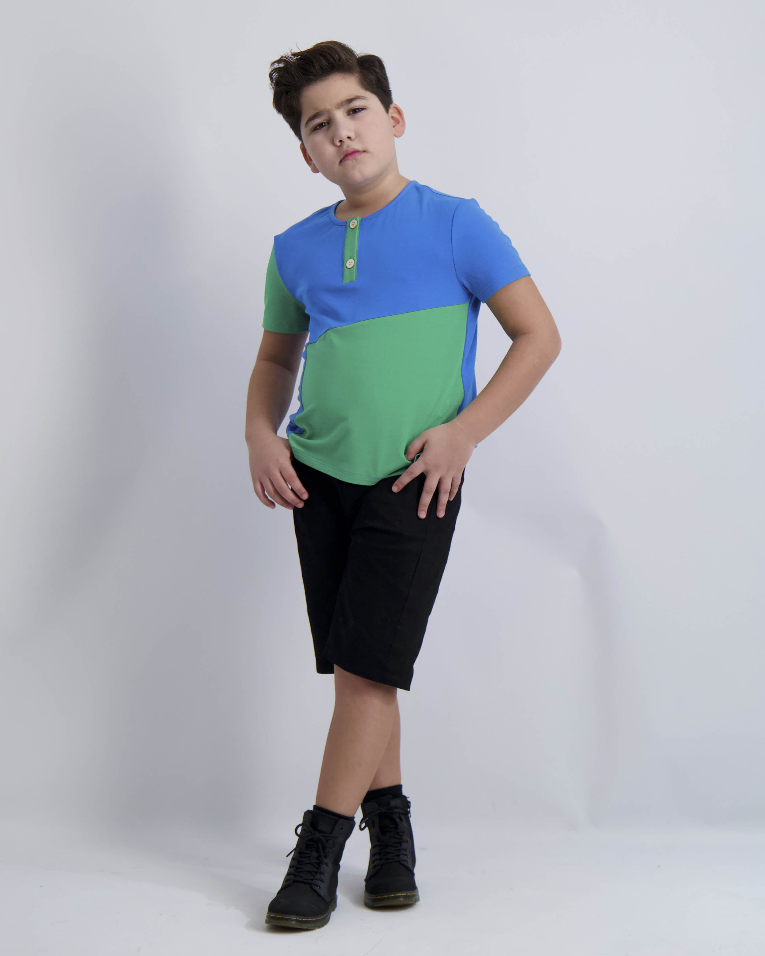 Cobalt and Emerald Contrast Tee