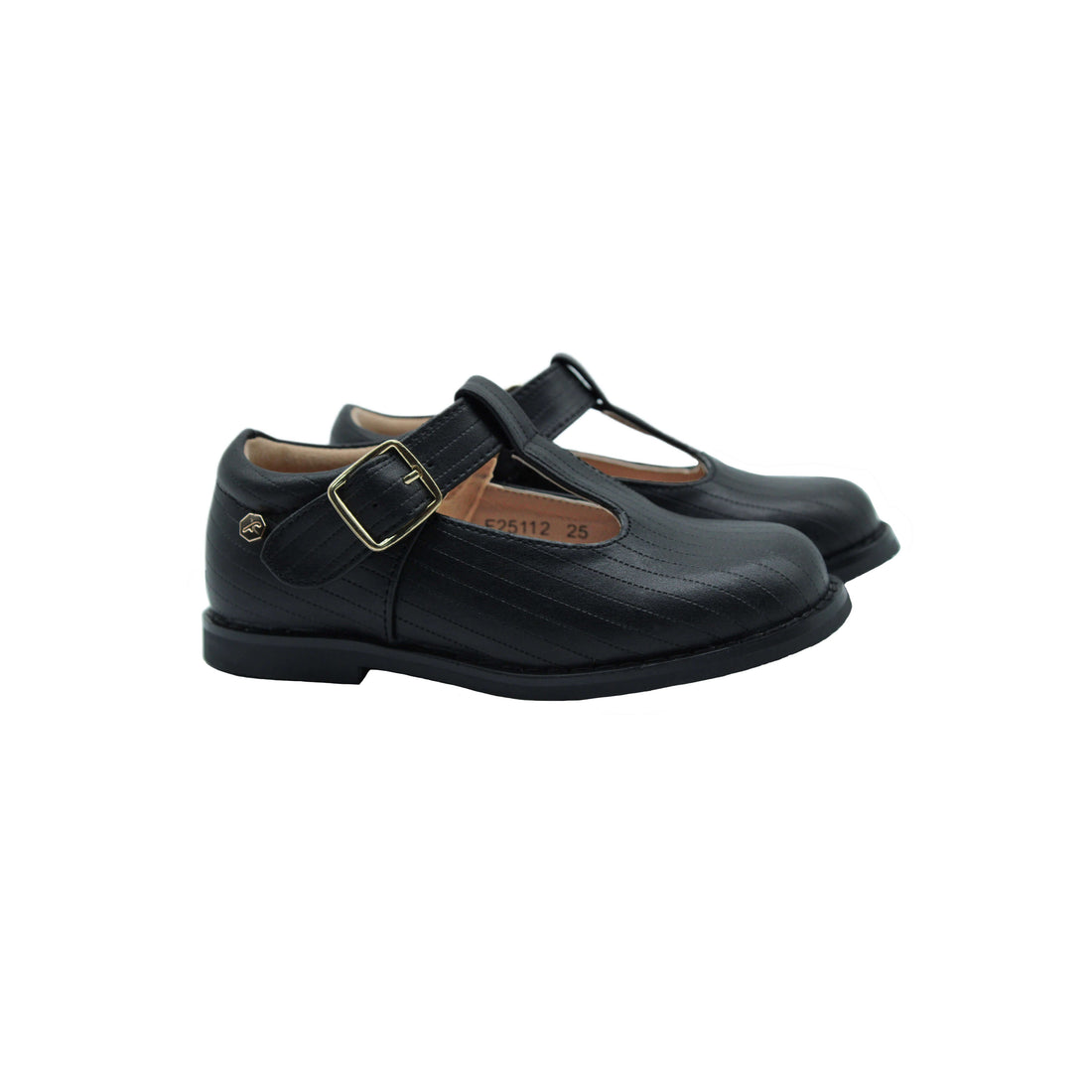Black Leather T-Strap Buckle