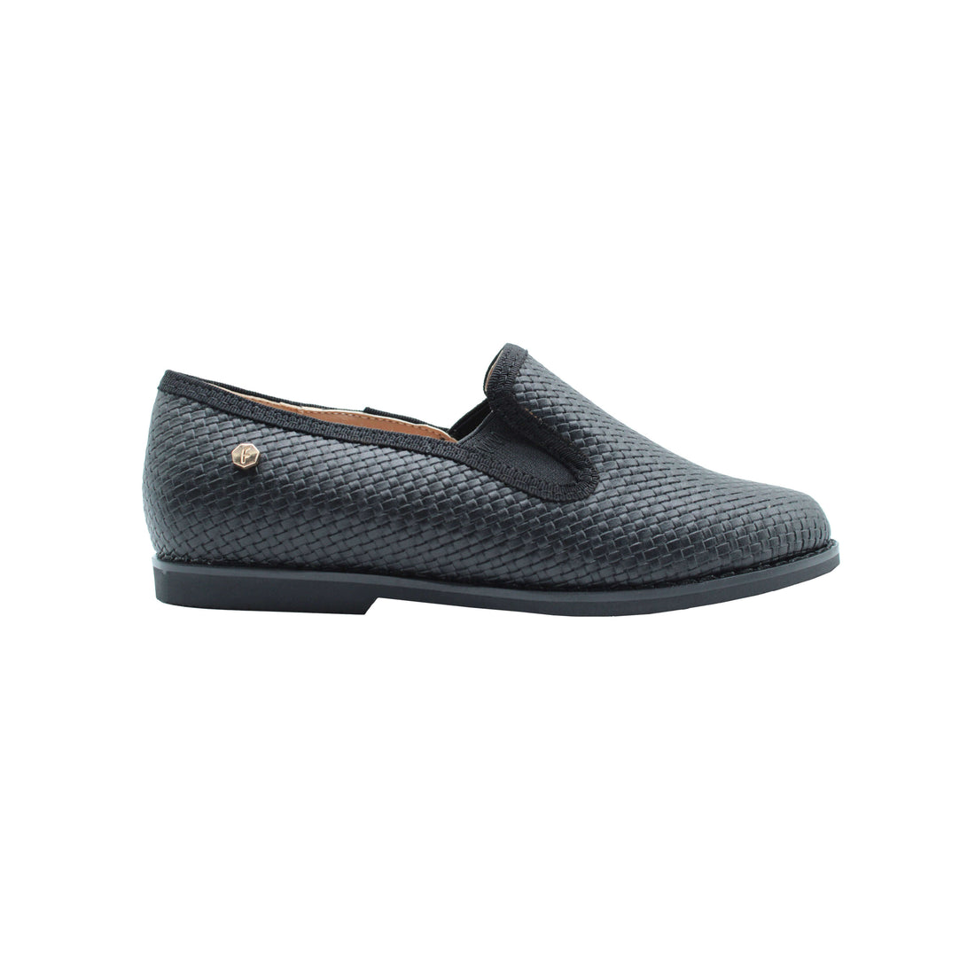 Black Leather Woven Loafers