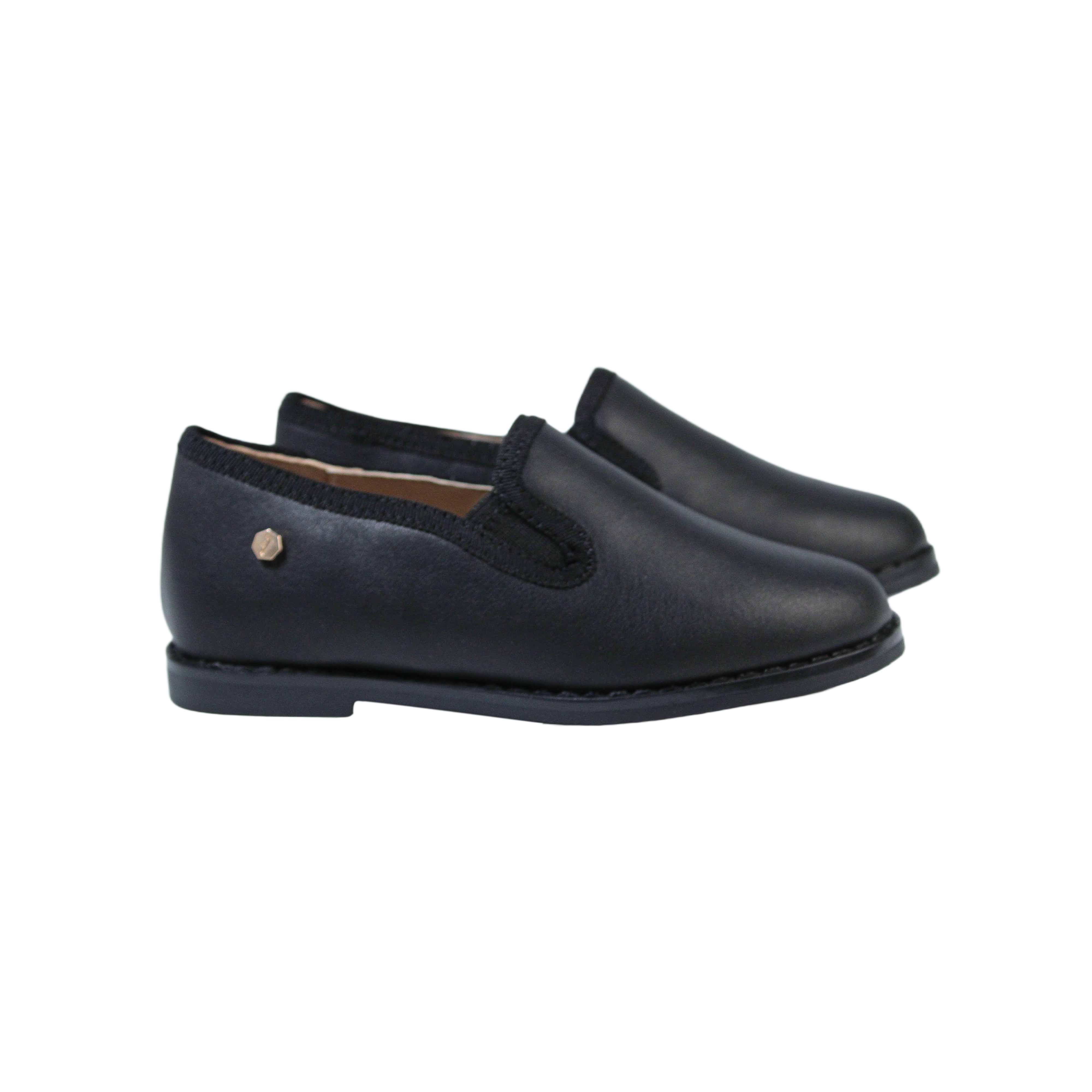 Black Leather Slip Ons