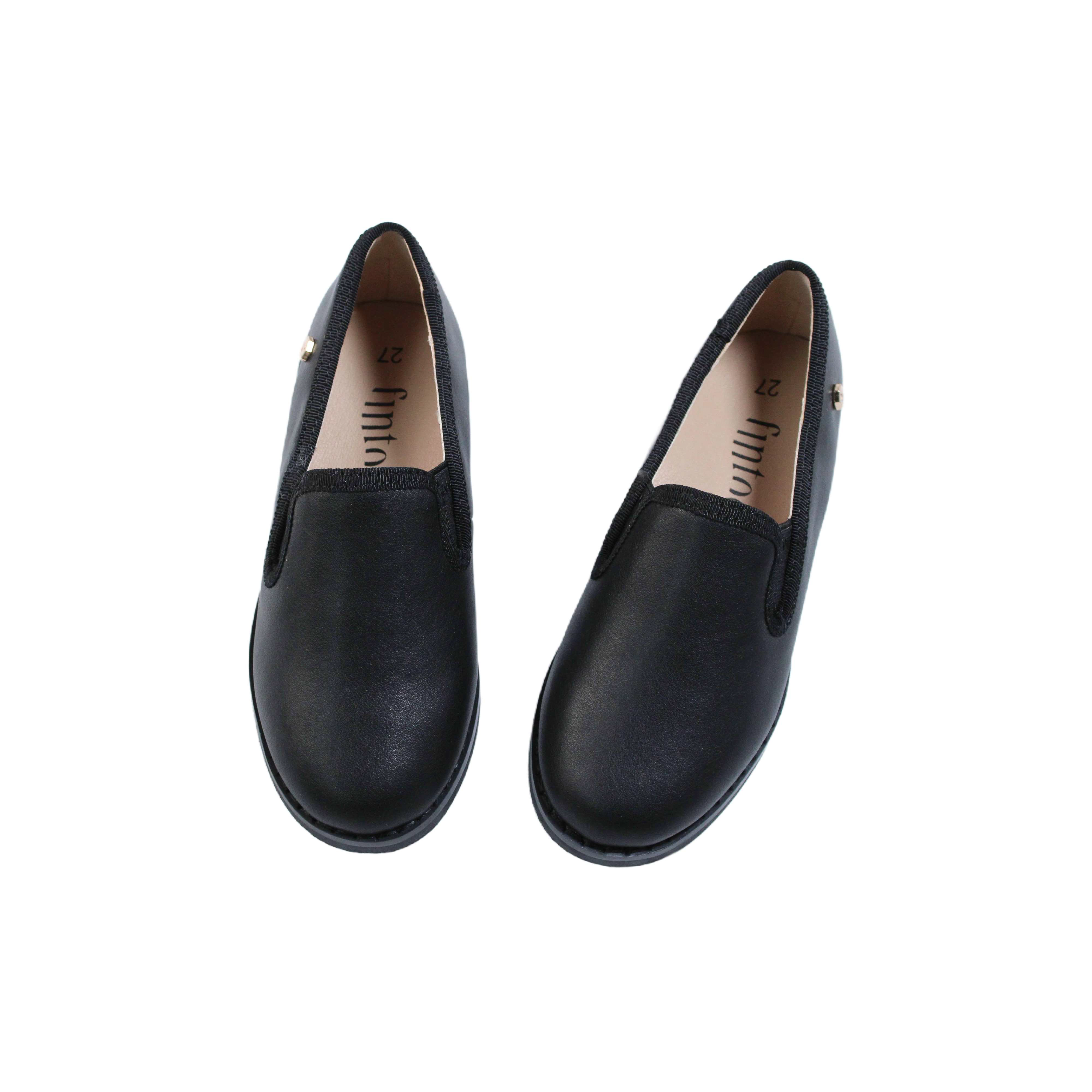 Black Leather Slip Ons