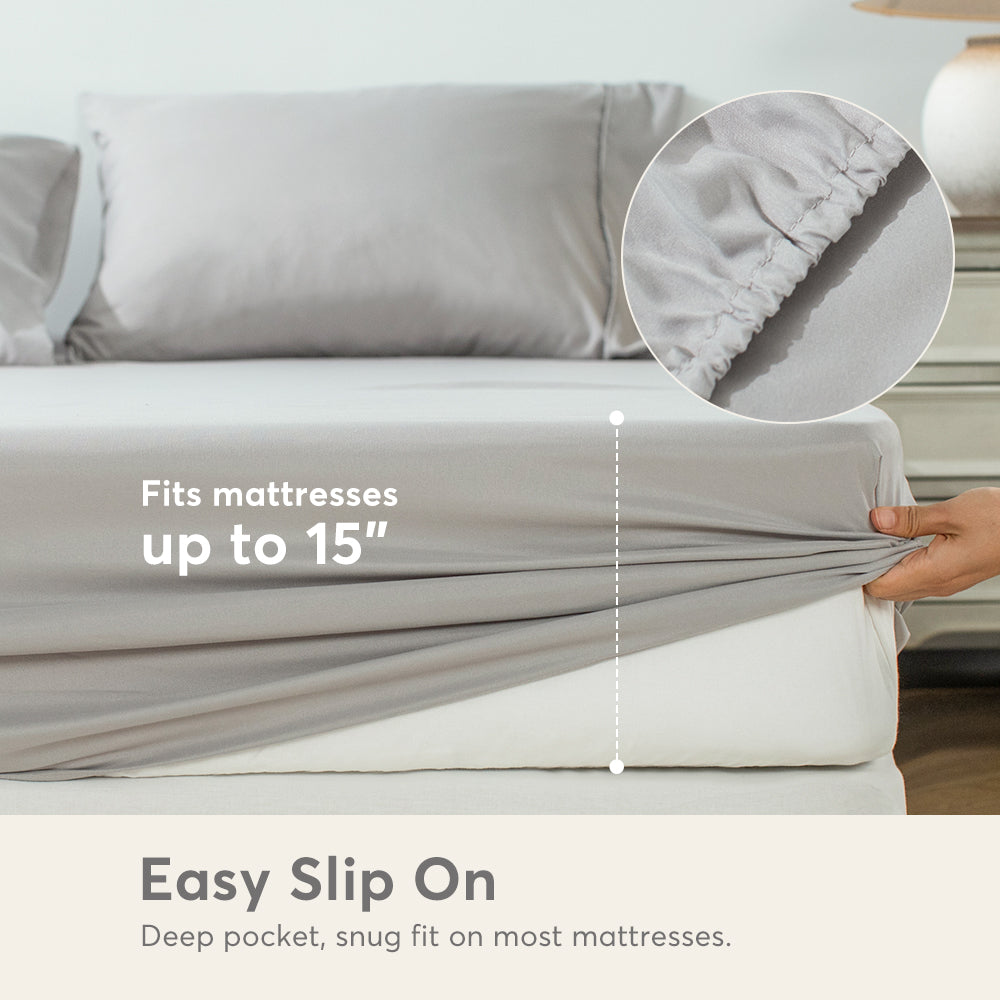 Kasentex All Season Deep Pocket Fitted Sheet Set with Pillowcases, Room Decor, Graduation Gifts