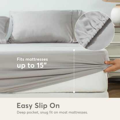 Kasentex All Season Deep Pocket Fitted Sheet Set with Pillowcases, Room Decor, Graduation Gifts