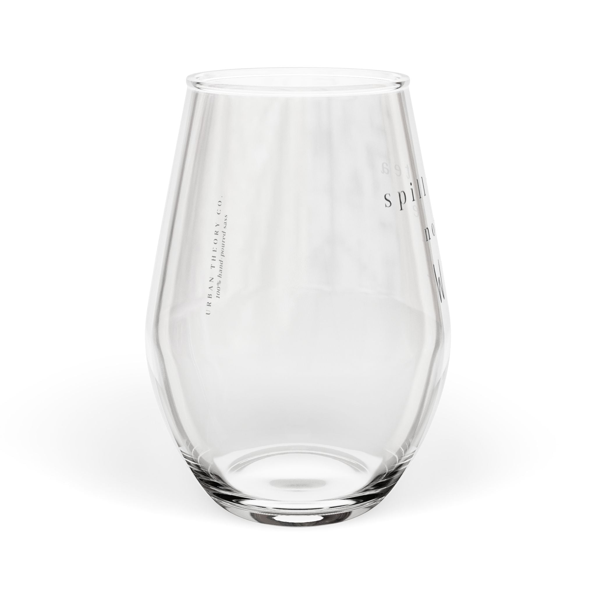 Porch Talk Collection Stemless Wine Glass "Spill the Tea Not the Wine" Engraved 11.75oz Glass