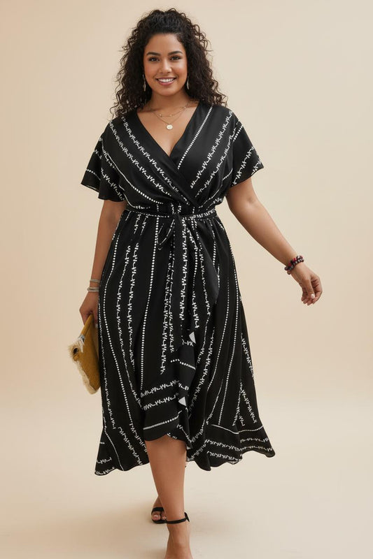 Asymmetric Flow Belted Dress