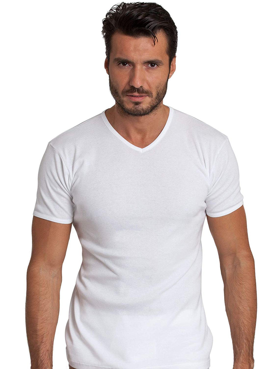 BASIC COTTON Free Spirit Premium Quality 100% Cotton Men's V - Neck T-Shirt. Proudly Made in Italy.