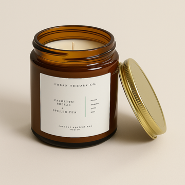 Urban Theory Co. Palmetto Breeze + Spilled Tea Candle 4oz 9 oz Amber Jar