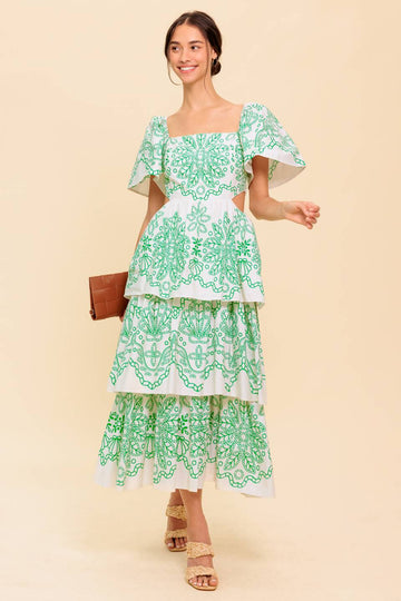 SHE'S A VISION WOVEN MIDI DRESS