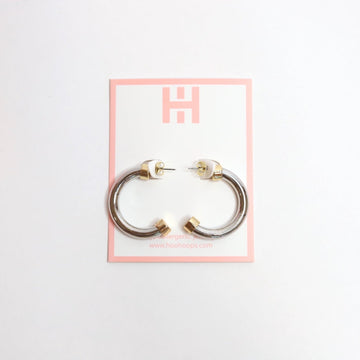Mini Hoops - Silver with Gold Caps