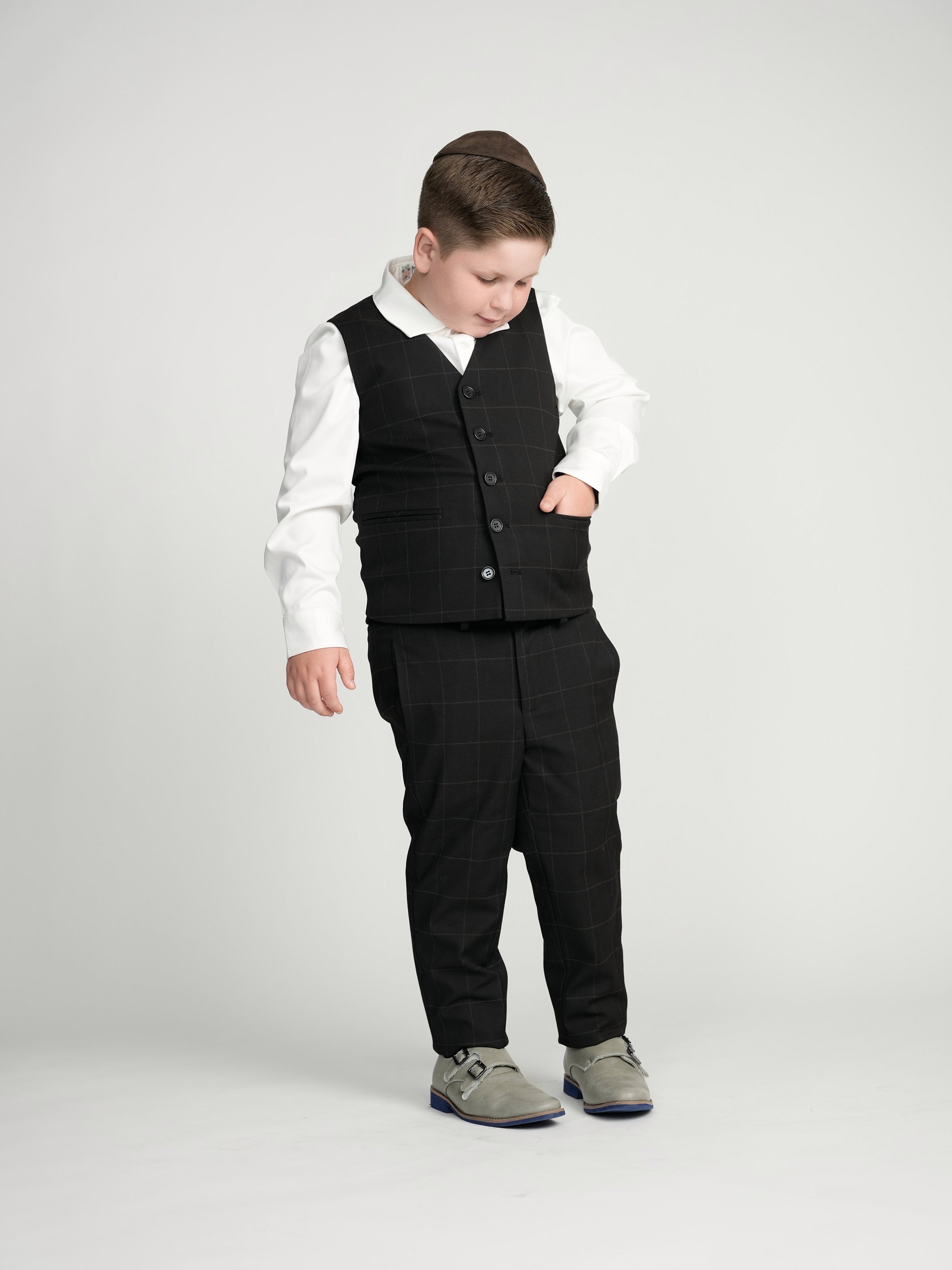 Black Windowpane Dress Vest