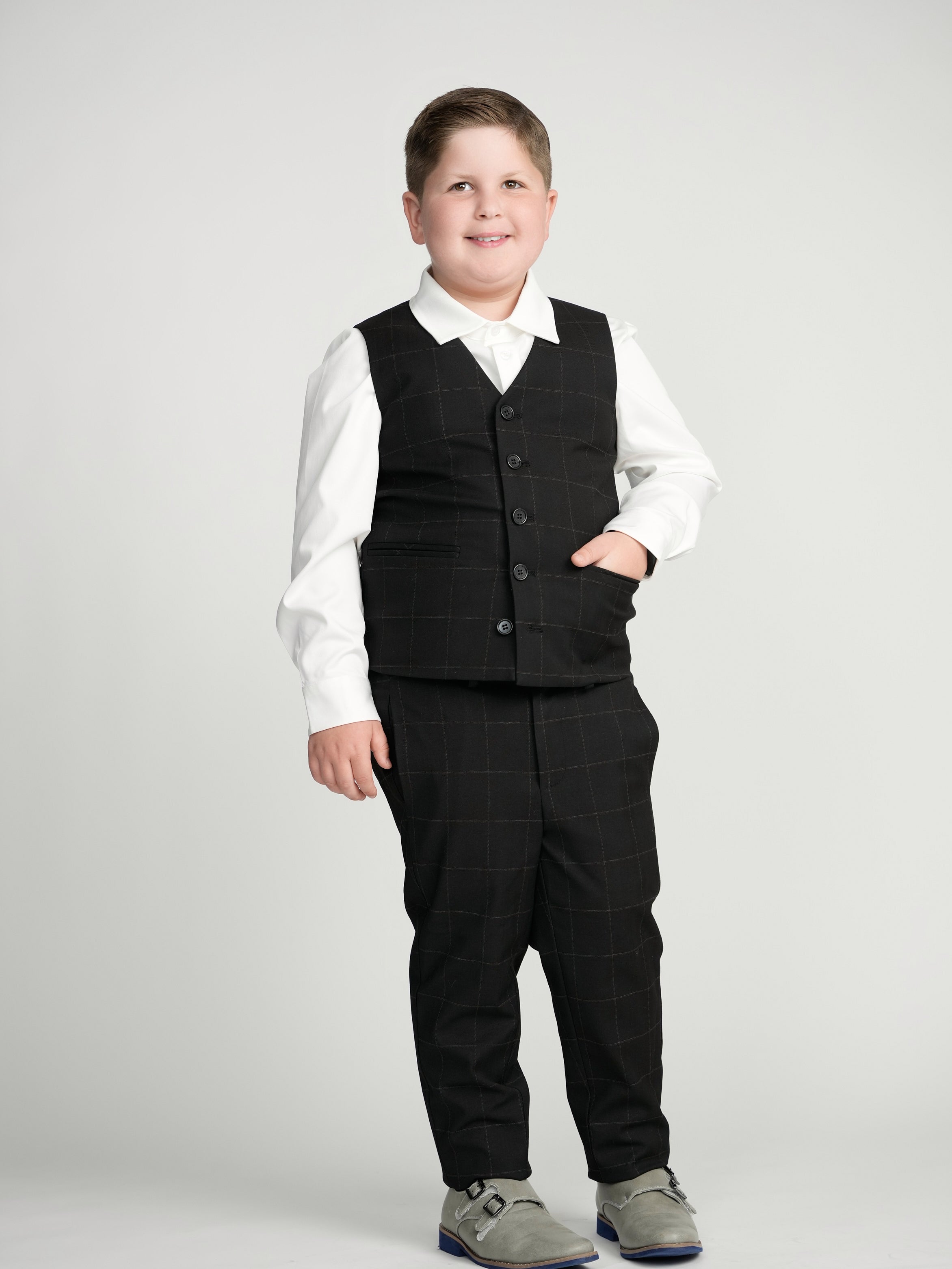 Black Windowpane Dress Vest