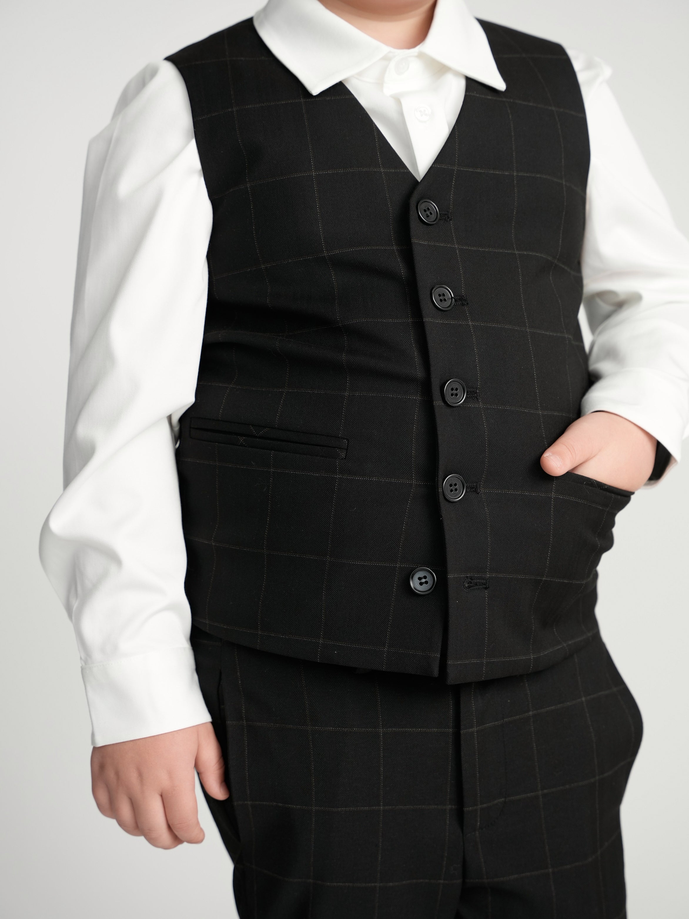 Black Windowpane Dress Vest