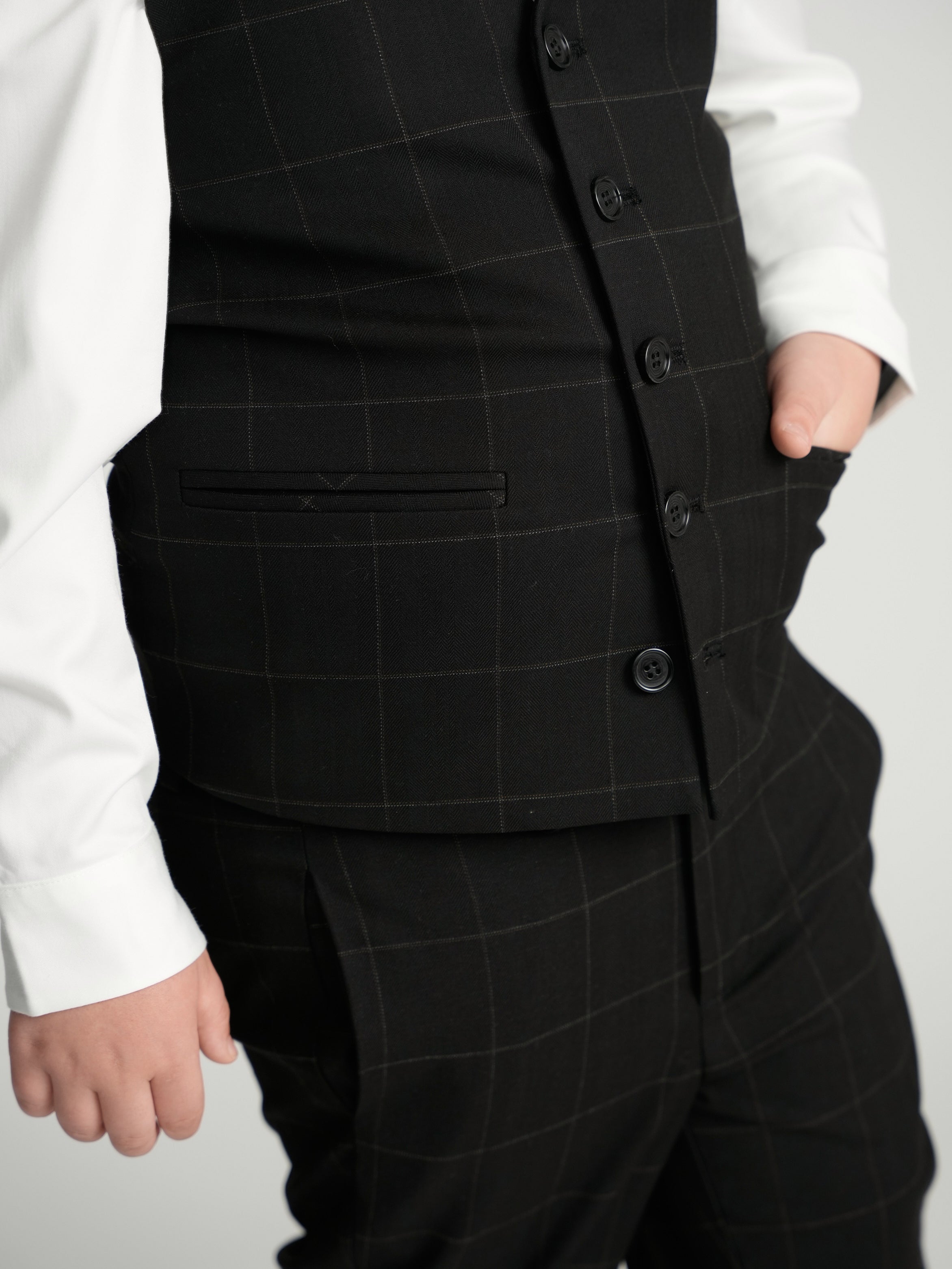 Black Windowpane Dress Vest