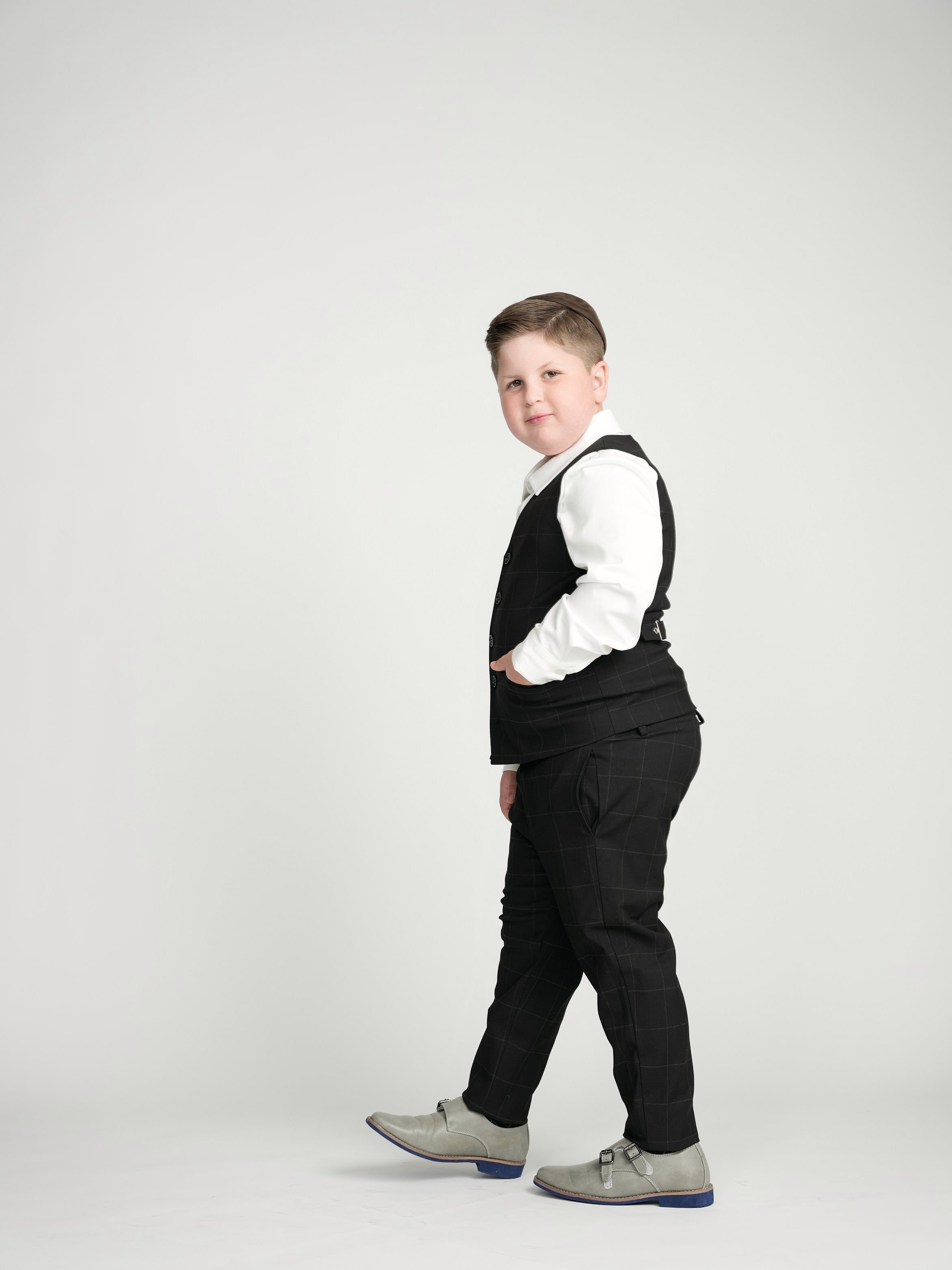 Black Windowpane Dress Vest