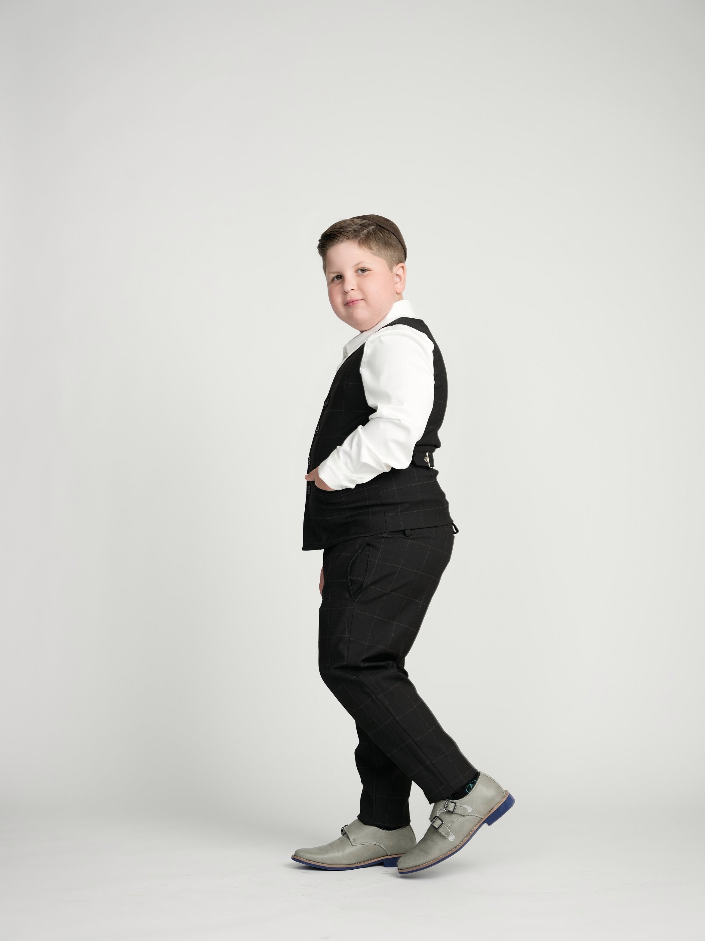 Black Windowpane Dress Vest