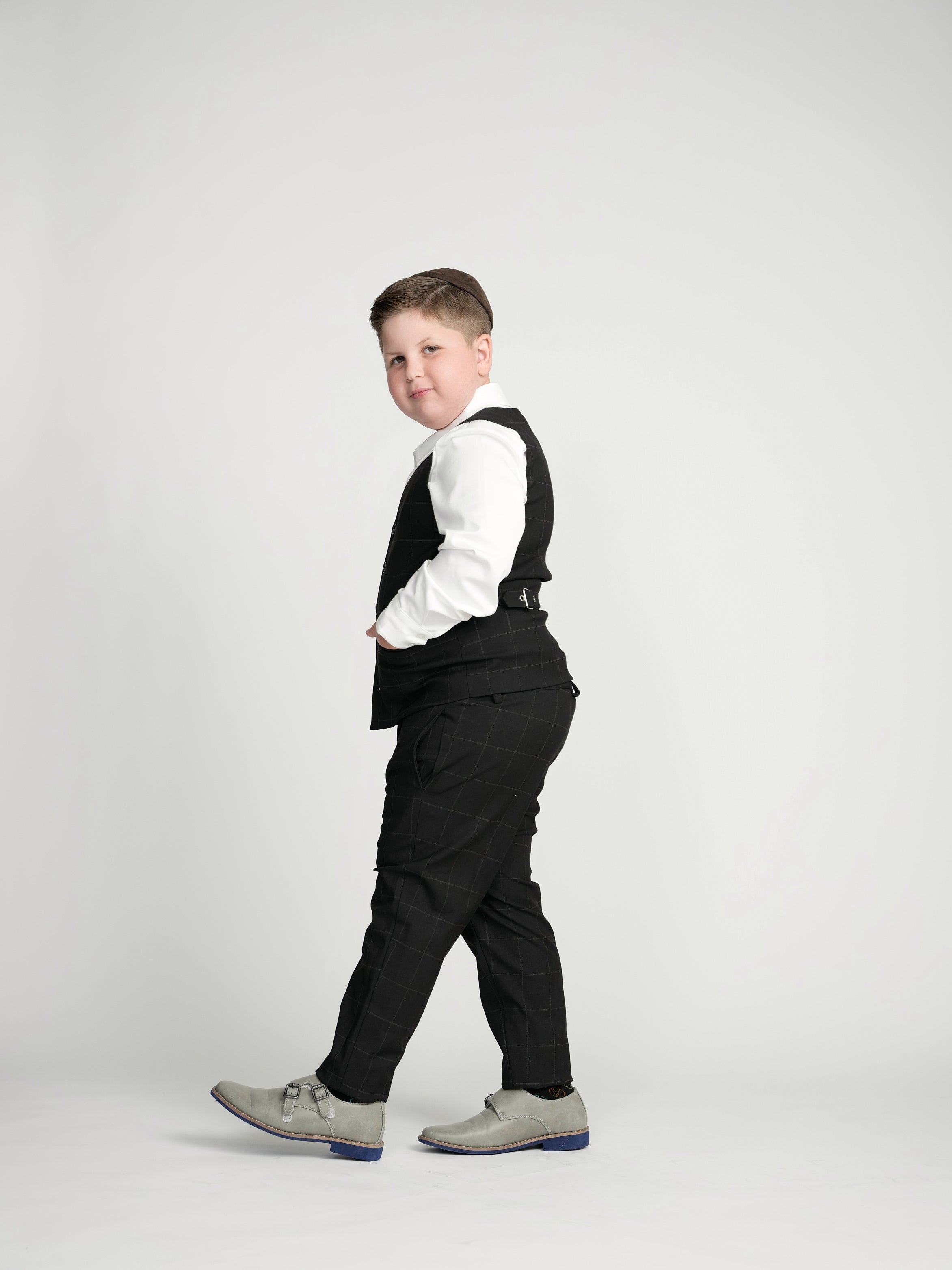 Black Windowpane Dress Vest