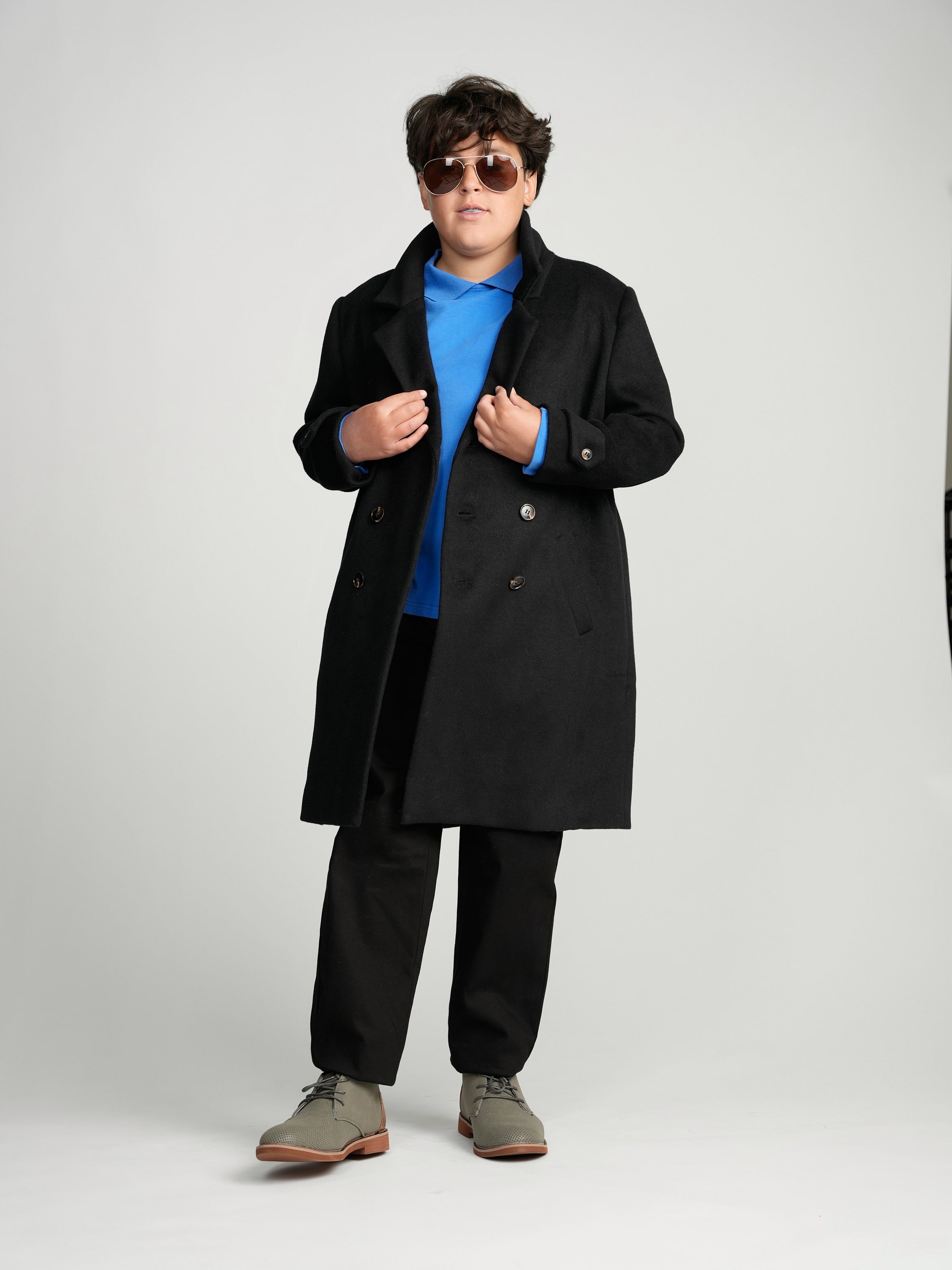Black Double Breasted Peacoat