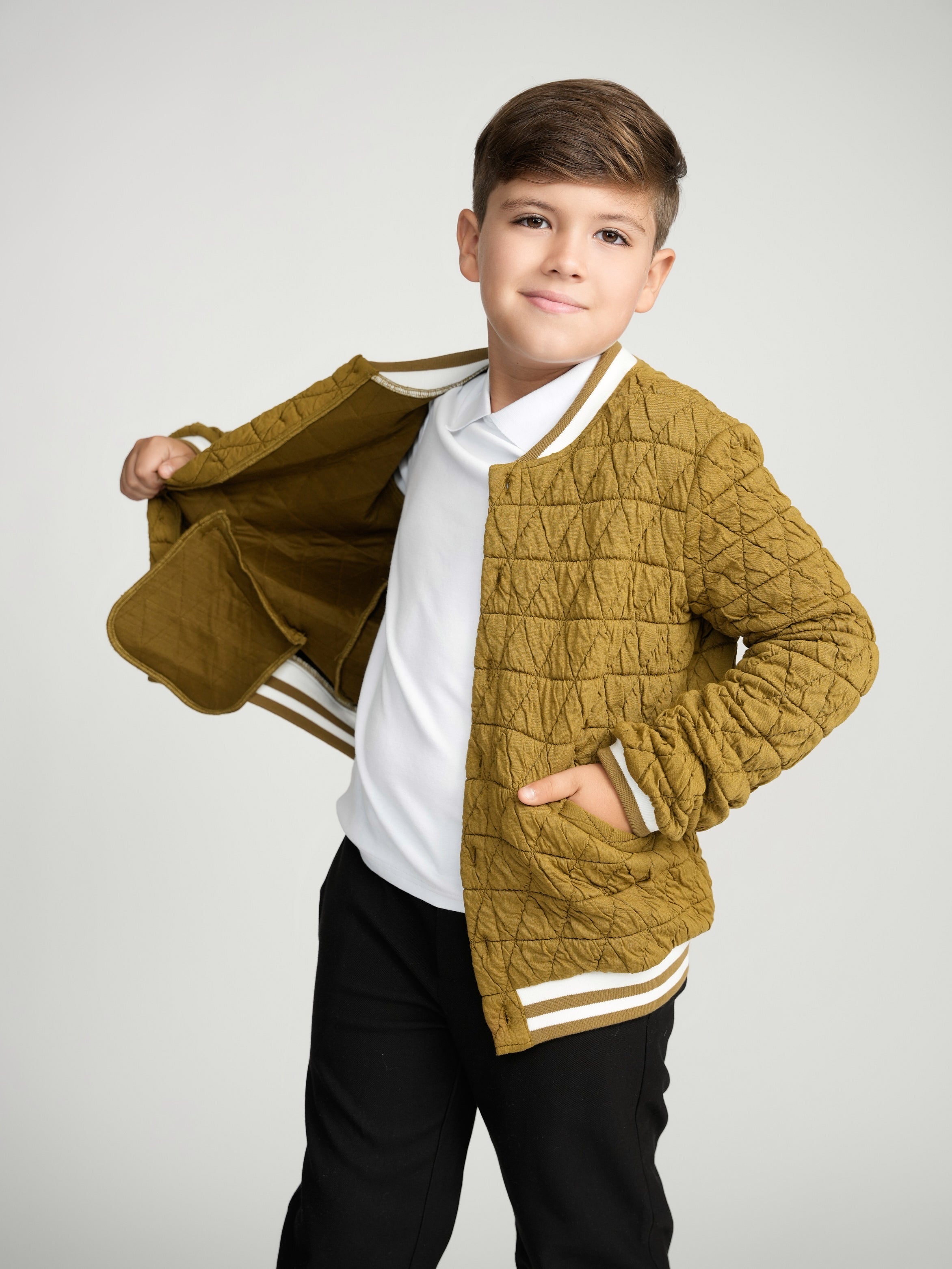 Golden Brown Varsity Bomber