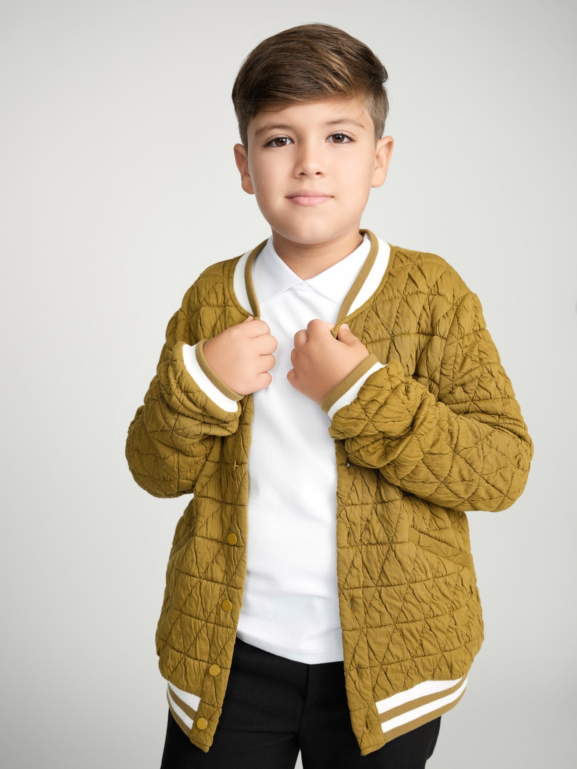 Golden Brown Varsity Bomber