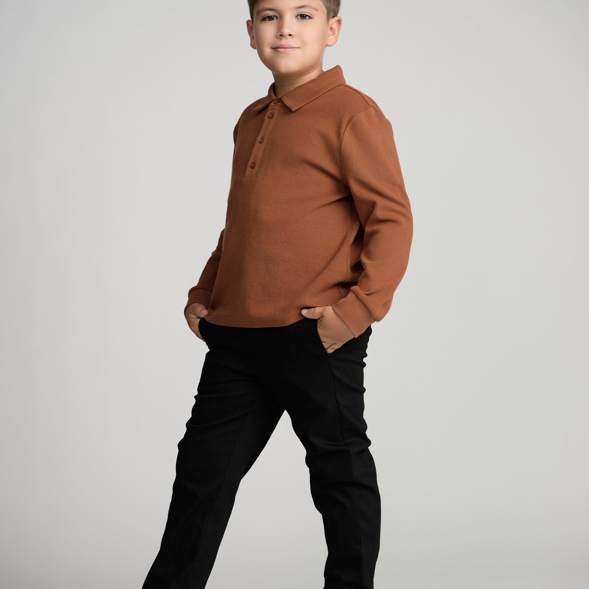Cinnamon Cuffed Polo (Long Sleeve)