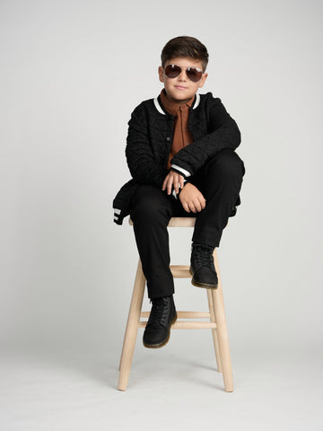 Black Varsity Bomber