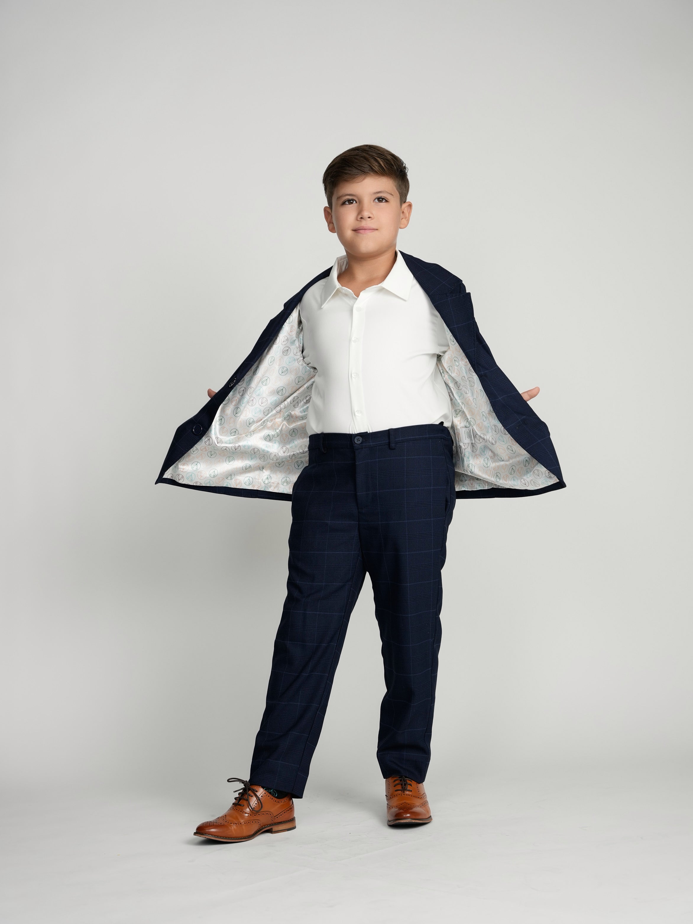 Navy Plaid Windowpane Dress Blazer