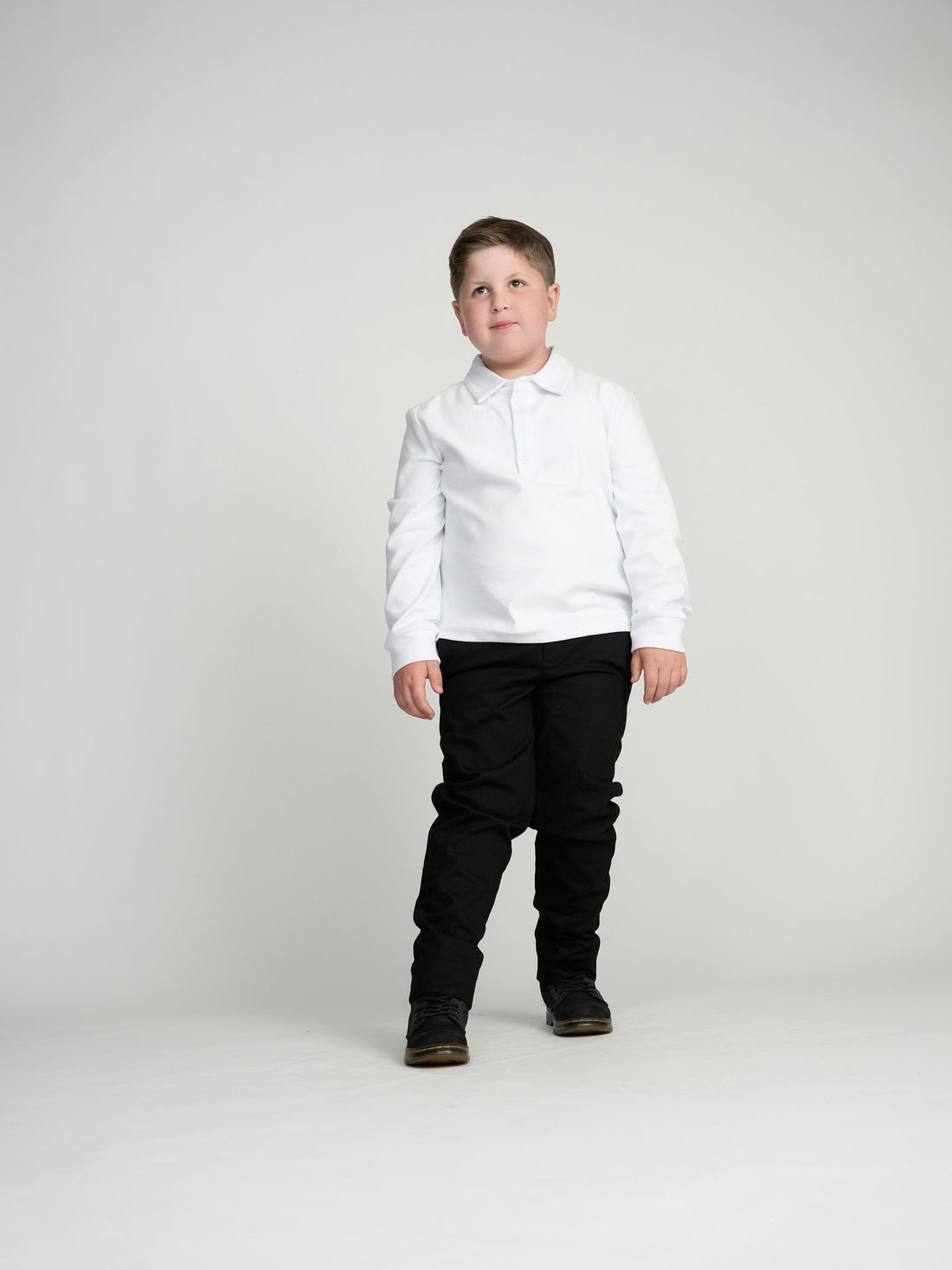 White Cuffed Polo (Long Sleeve)