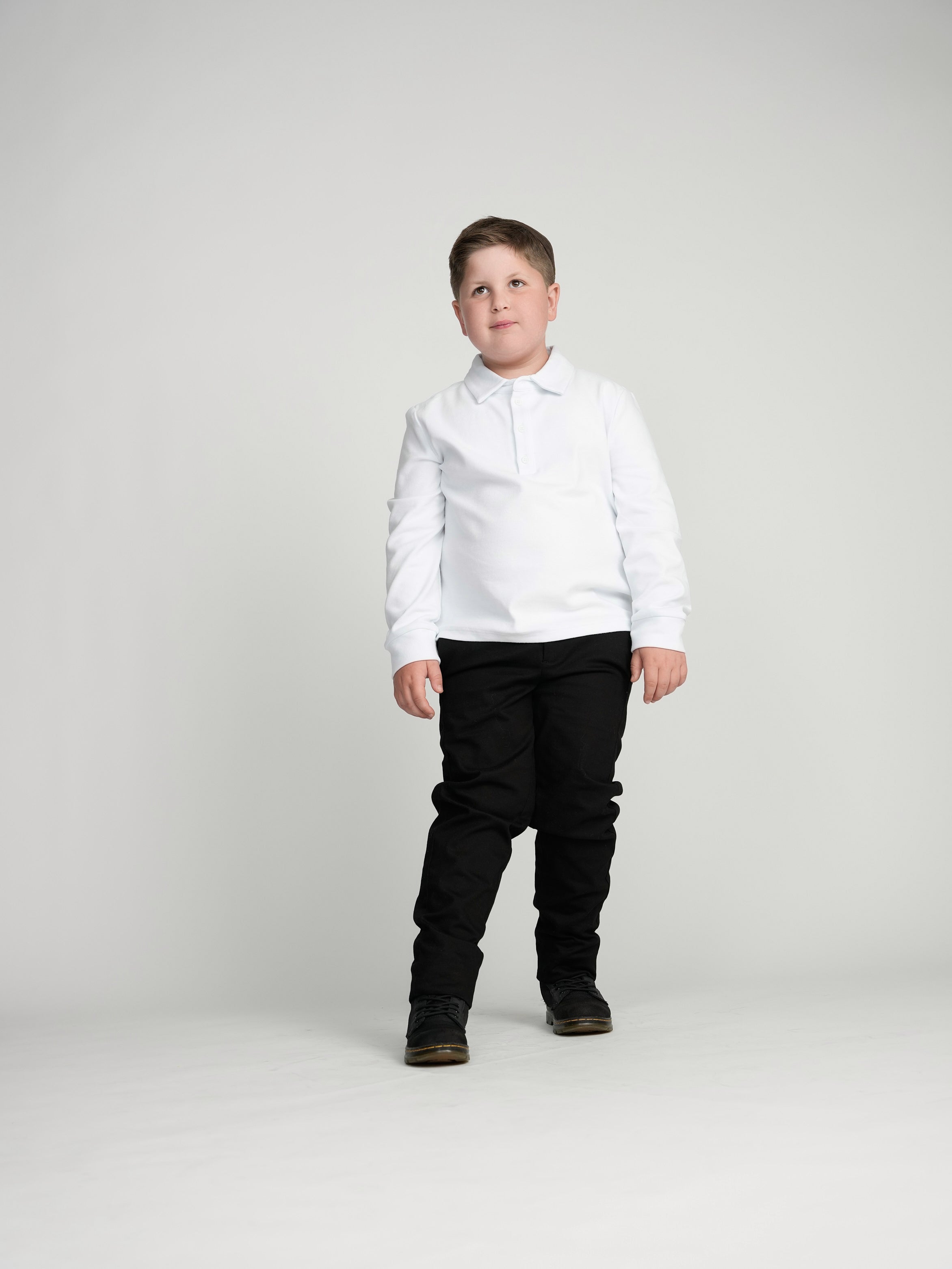 White Cuffed Polo (Long Sleeve)