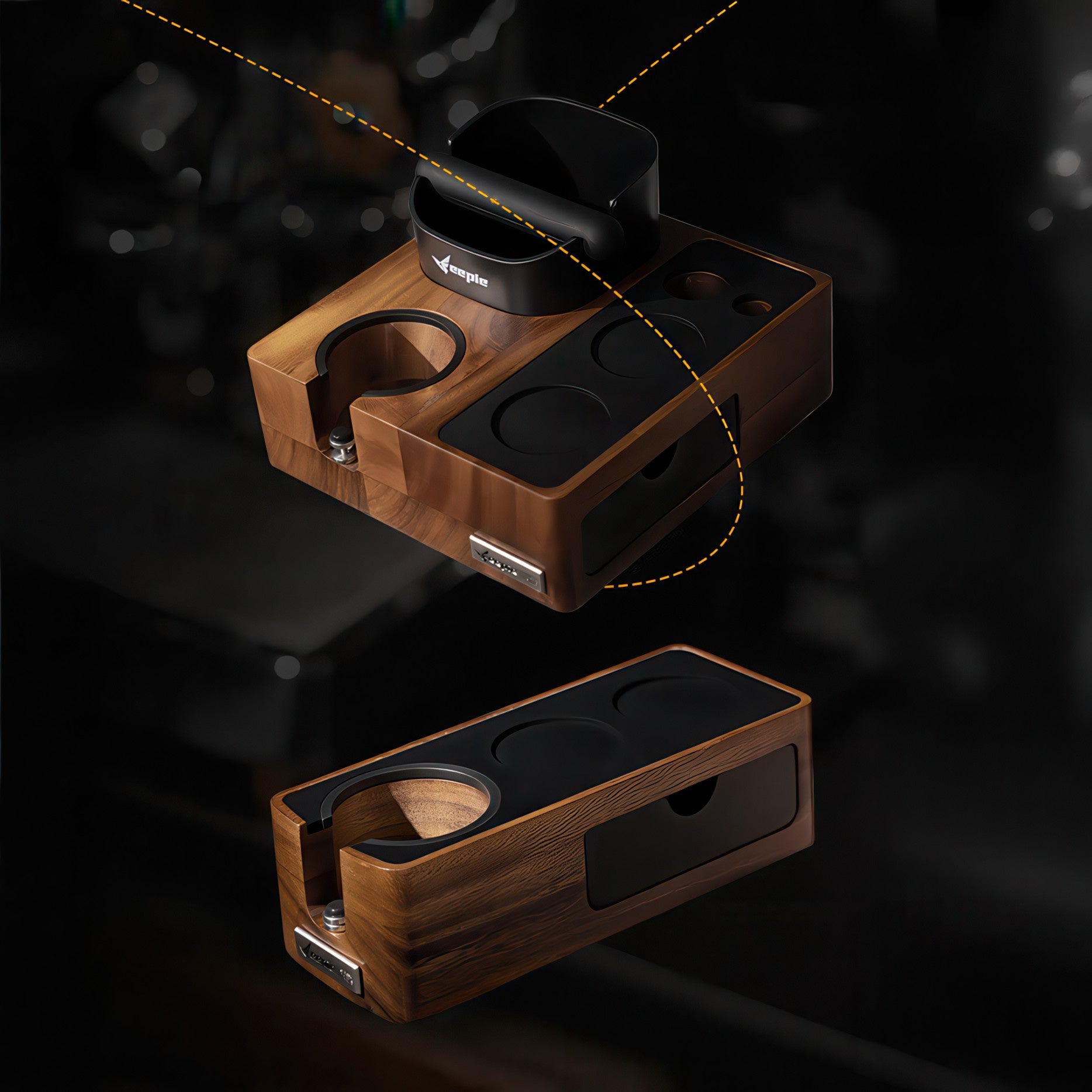 Barista Tamping Station with Knock Box Storage
