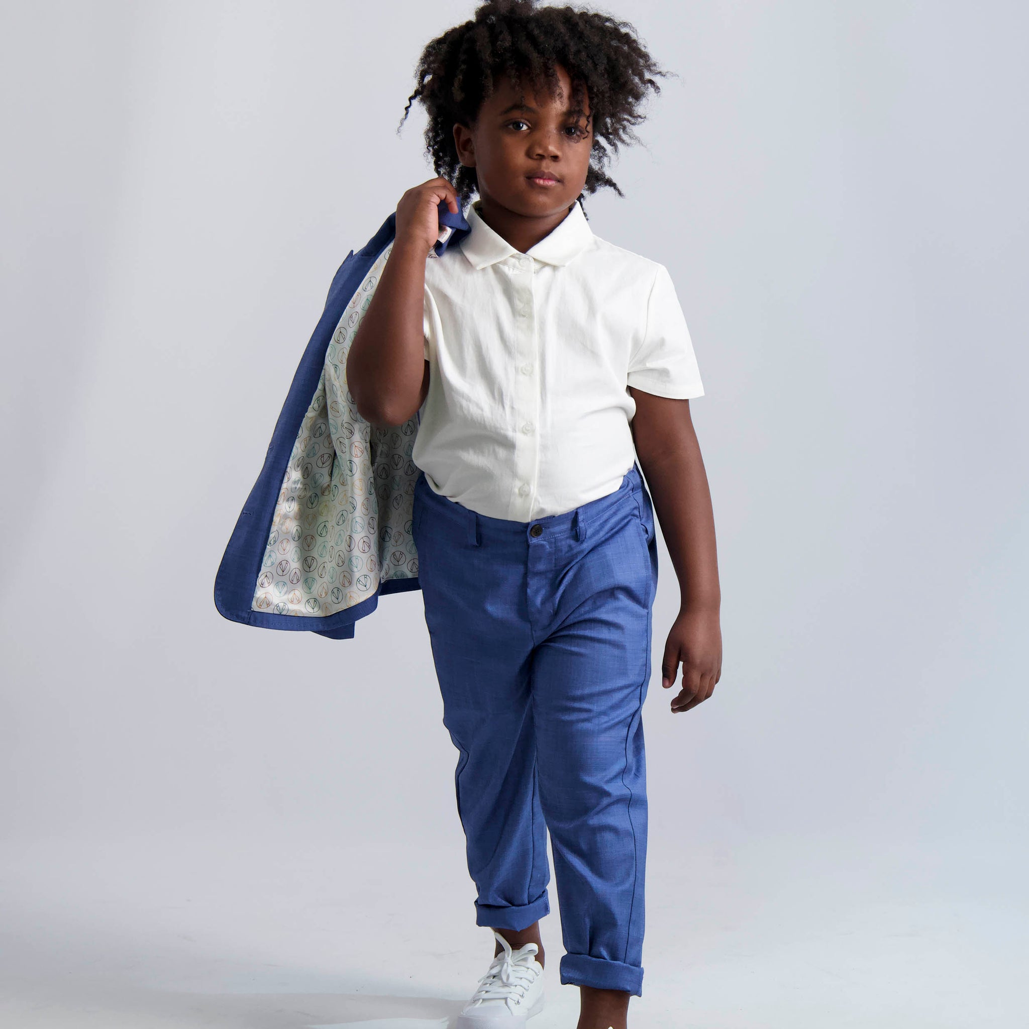 Short Sleeve Dress Shirt with Houndstooth Contrast