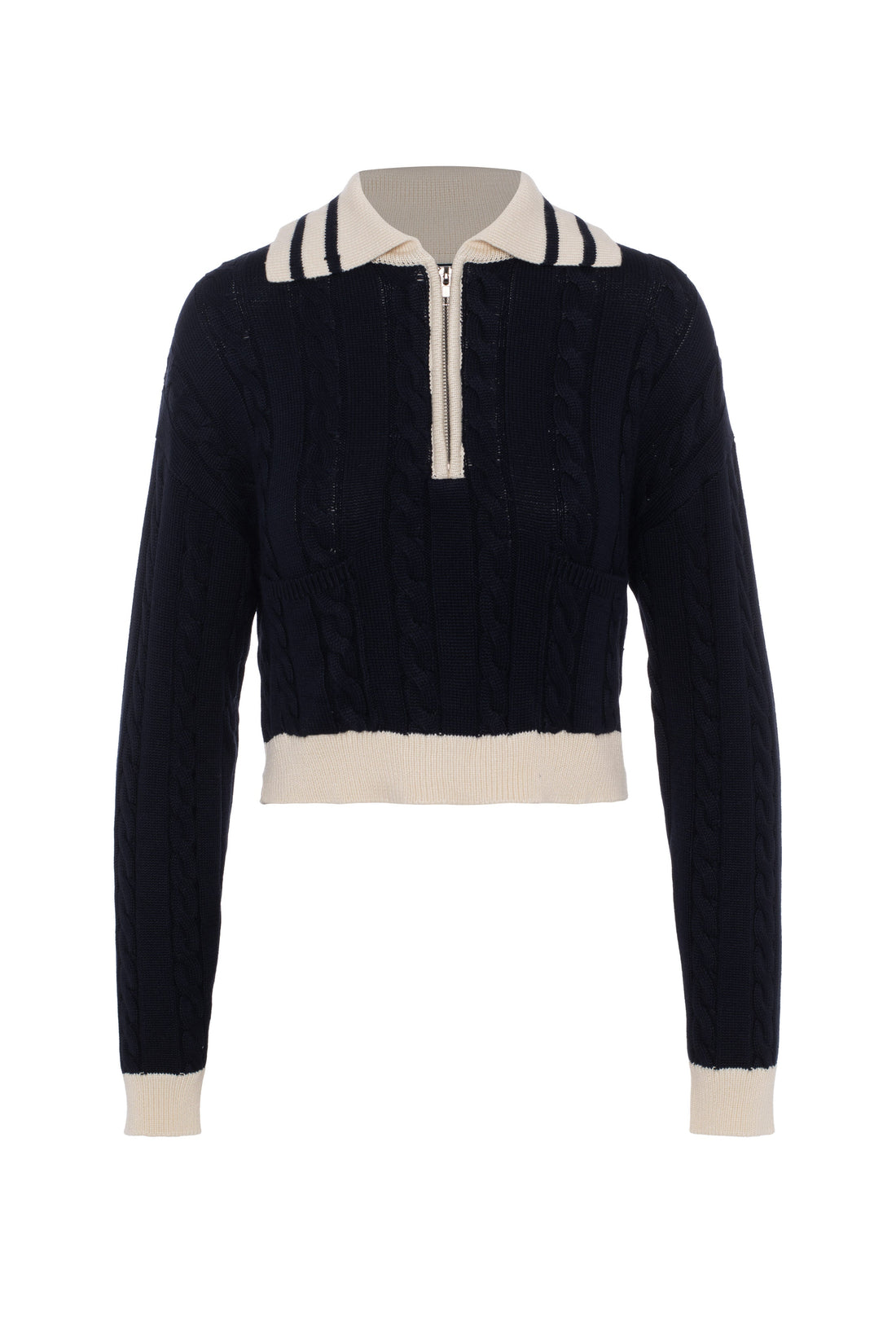 Cable Dolman Henley Sweater