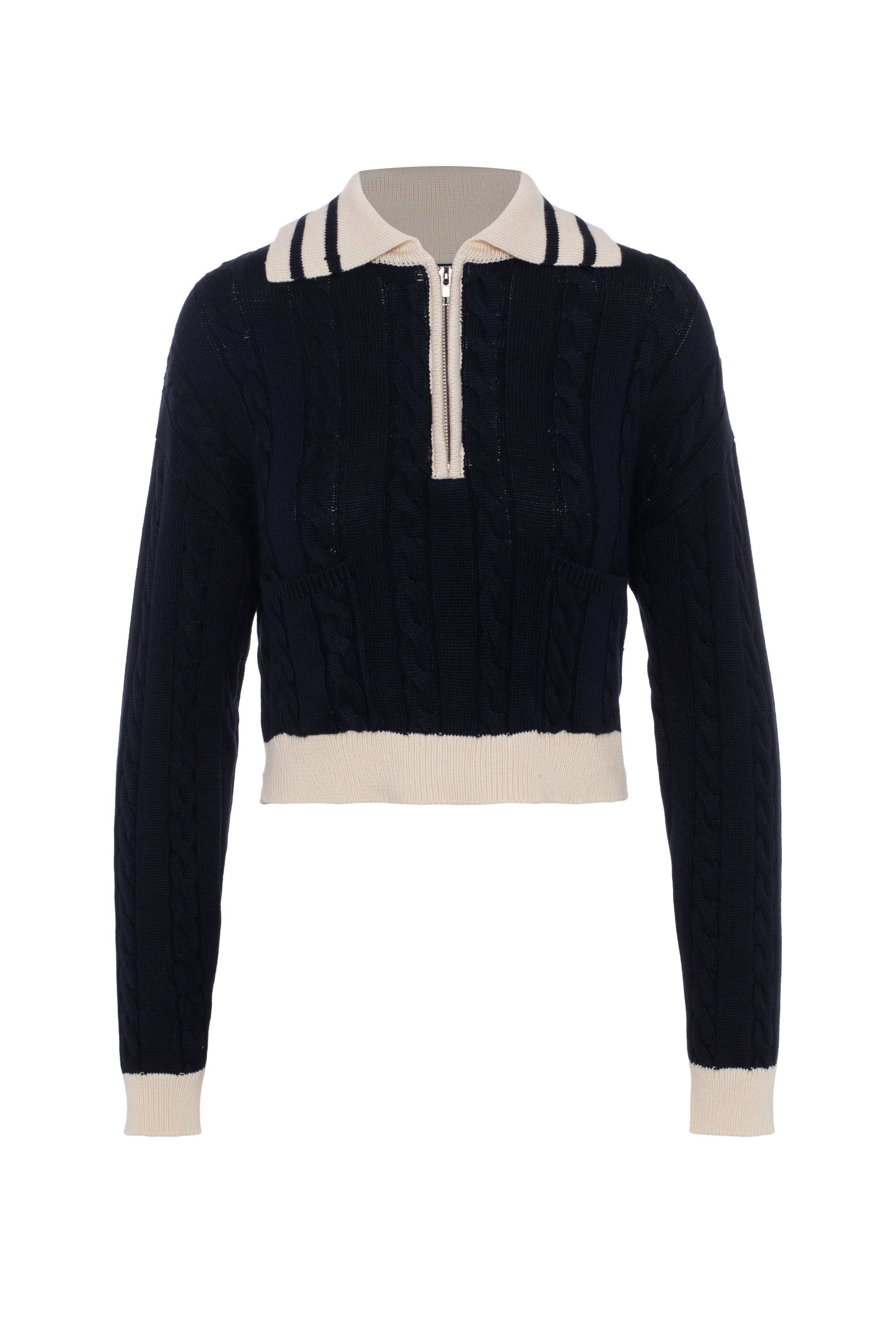 Cable Dolman Henley Sweater