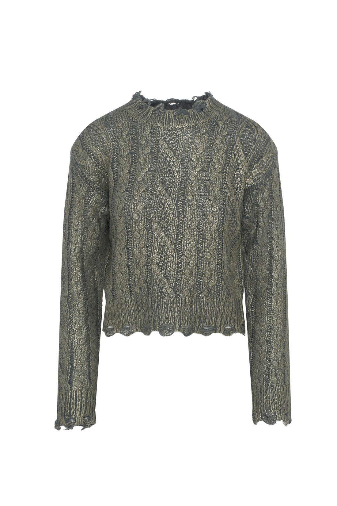 Cropped Metalic Cable Sweater