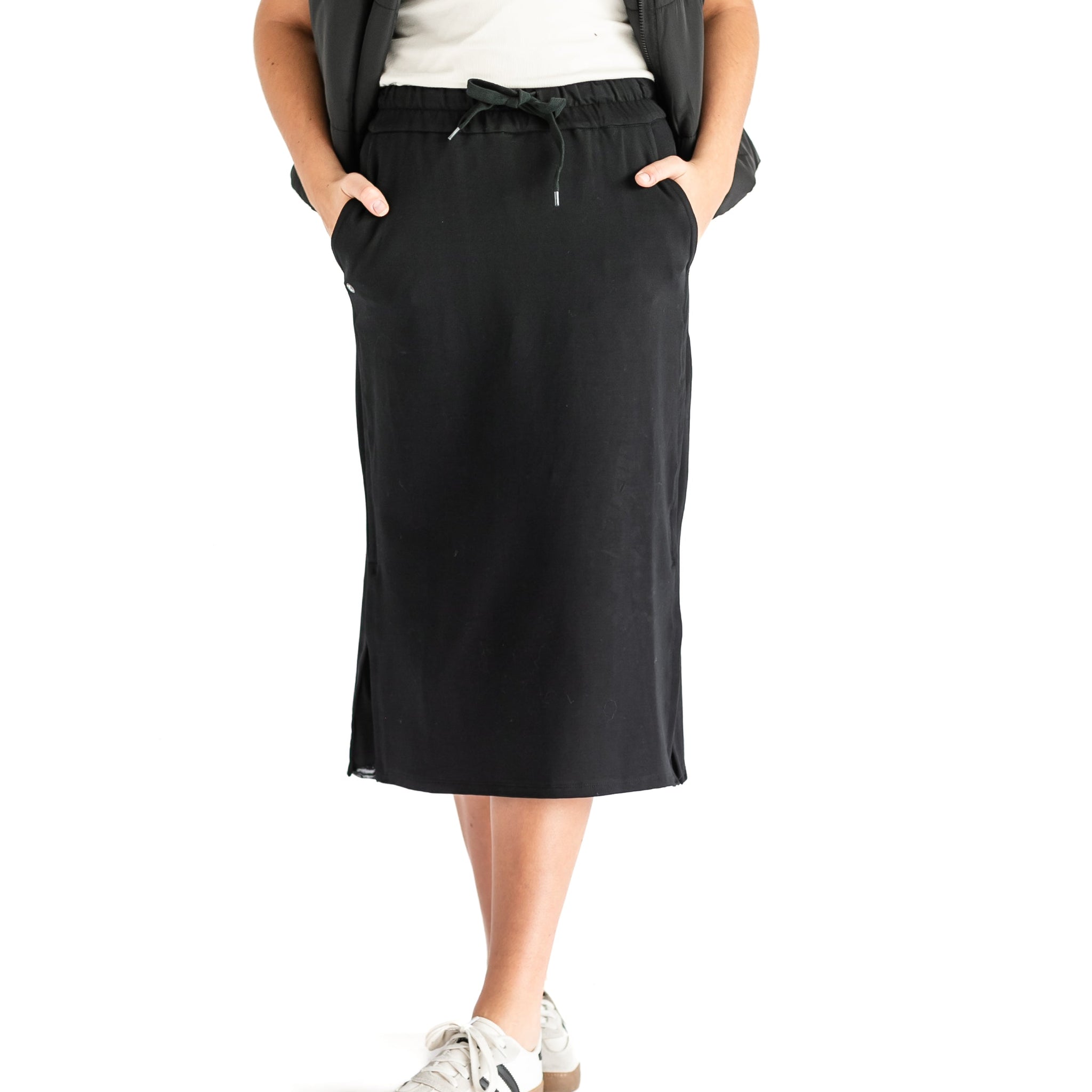Abbie Mesh Detail Knit Midi Skirt