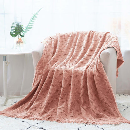 Kasentex 100% Cotton Soft Knitted Throw Blanket, Room Decor, Graduation Gifts, Fathers Day Gift, Mom Gift