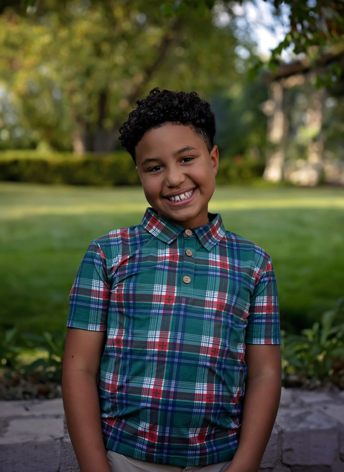 Festive Plaid Boys Polo