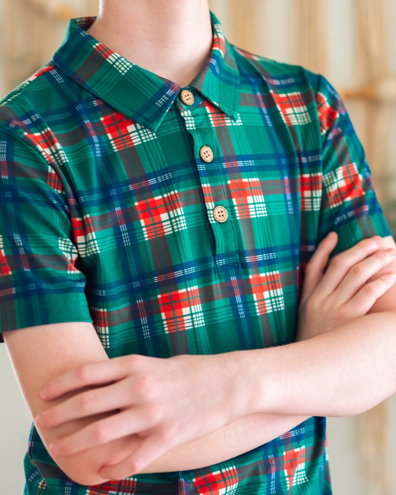 Festive Plaid Boys Polo
