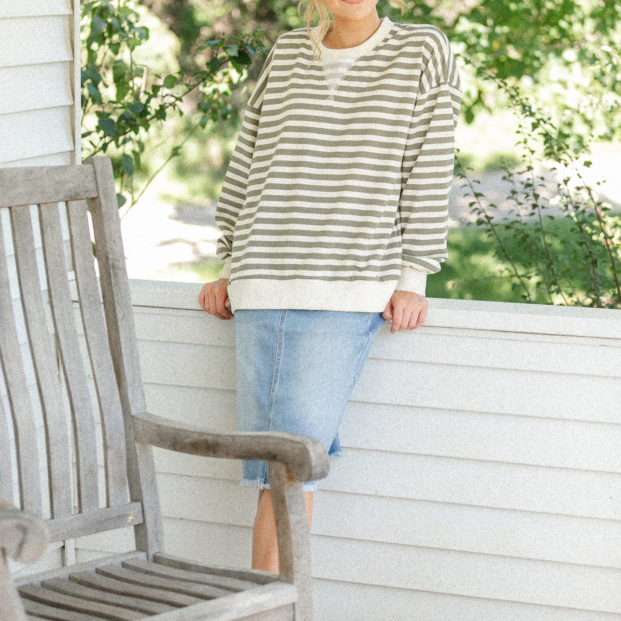 Drew Raw Hem Midi Denim Skirt