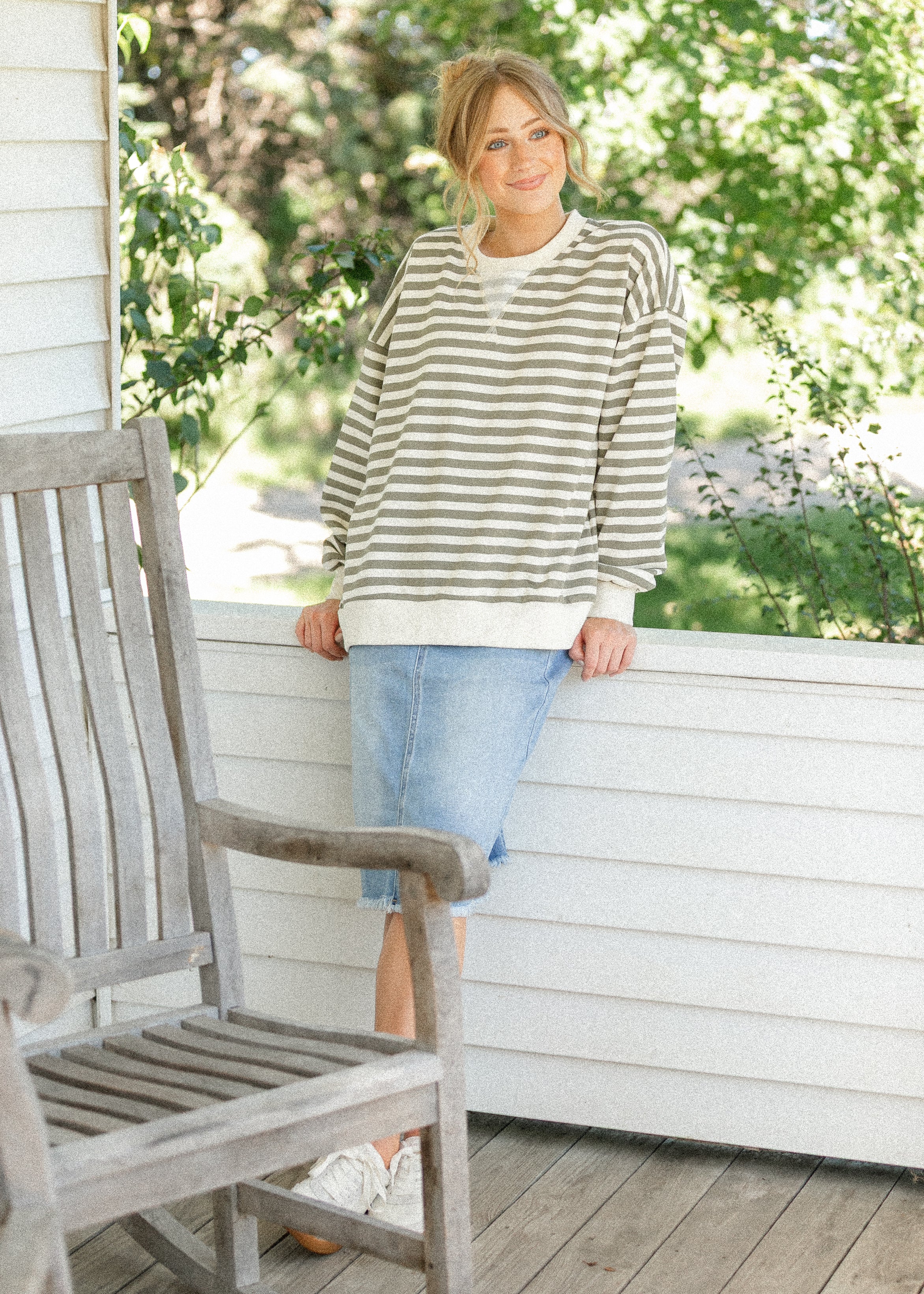 Drew Raw Hem Midi Denim Skirt