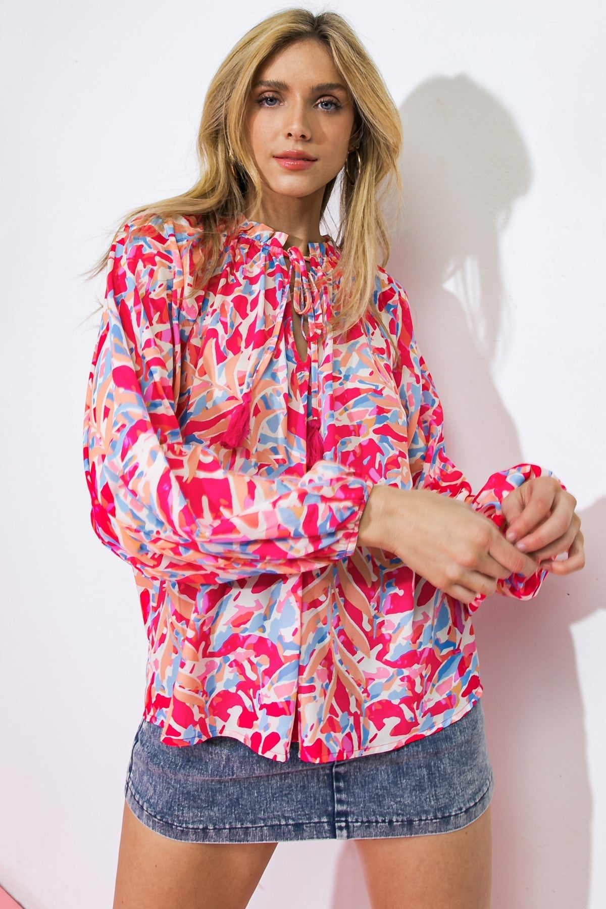 PINK MEADOW WOVEN TOP