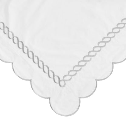 600 Thread Count Scallop Rope Embroidered Cotton Euro Sham Pair