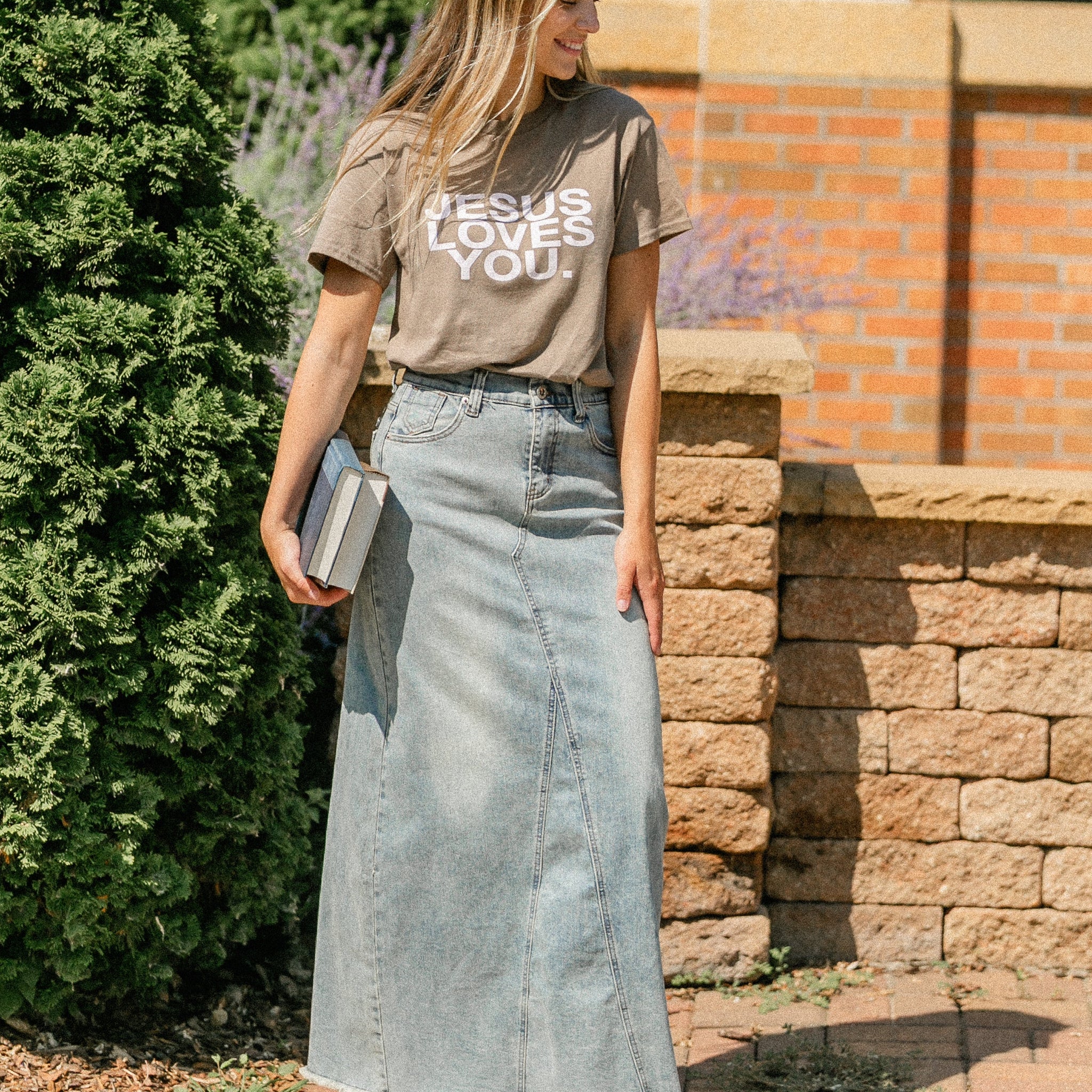 Piper A-line Long Denim Maxi Skirt