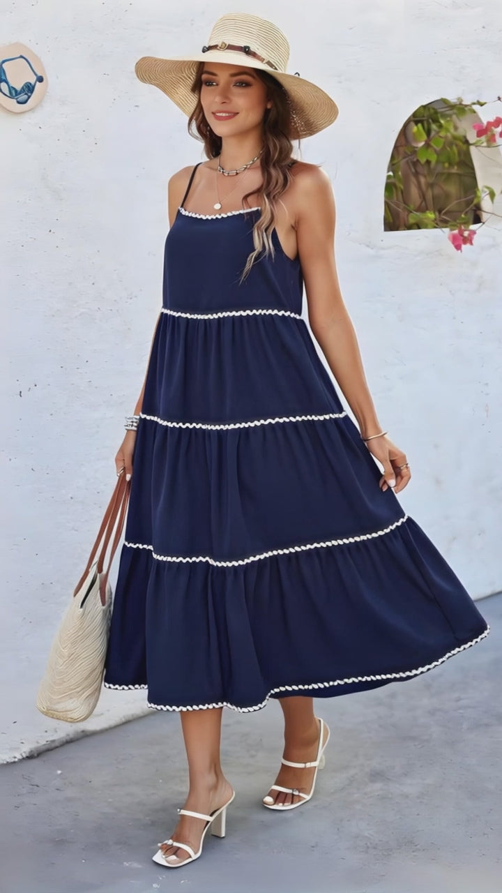 Azure Skies Spaghetti Strap Ankle Dress