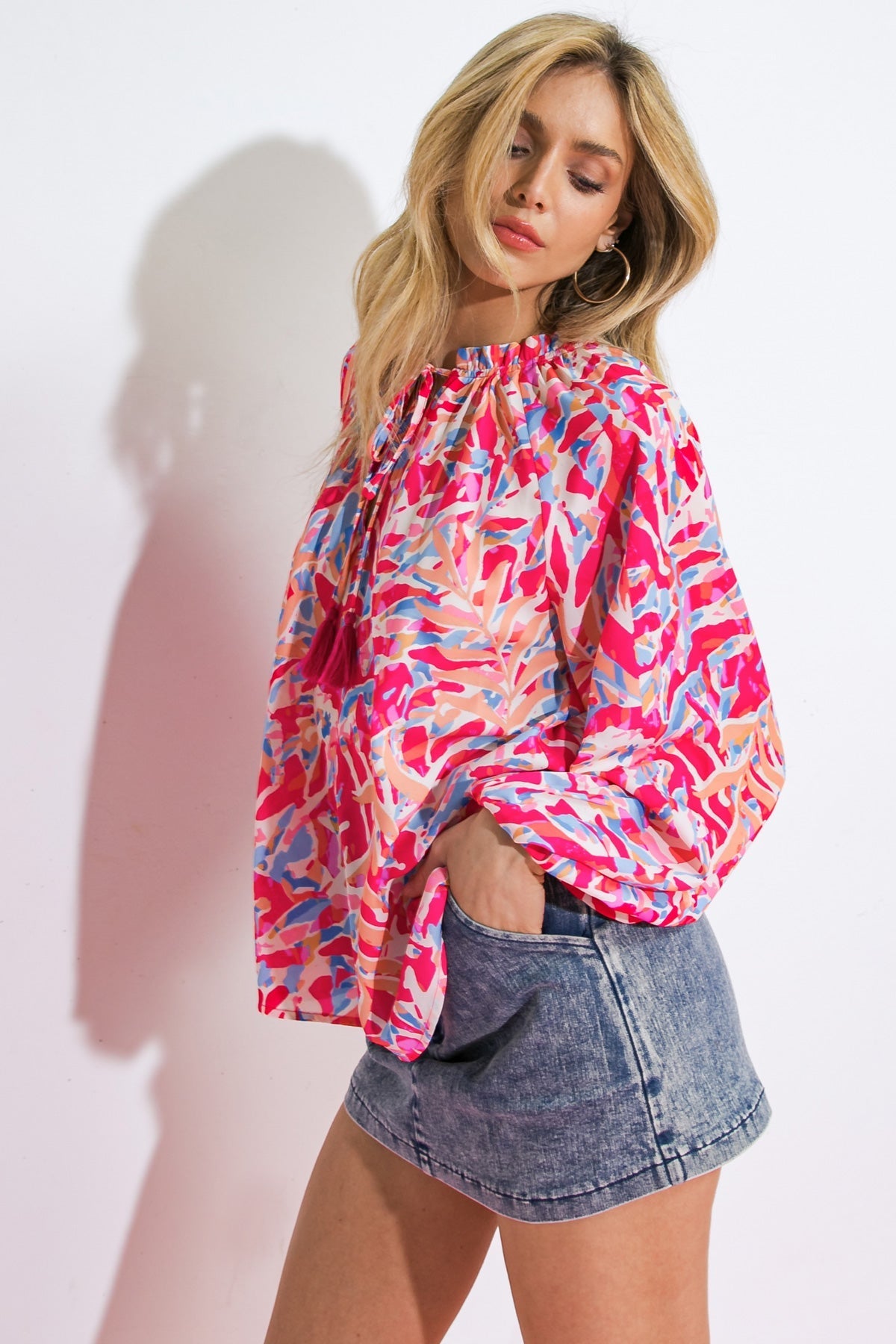 PINK MEADOW WOVEN TOP